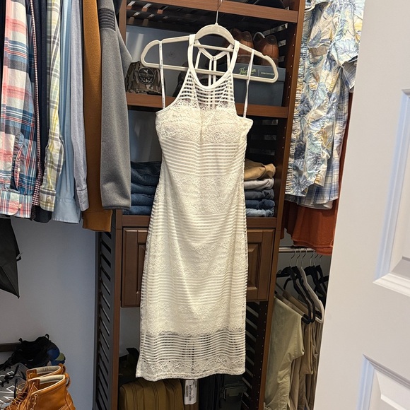 Guess White Lace Illusion Halter Dress - Picture 1 of 5
